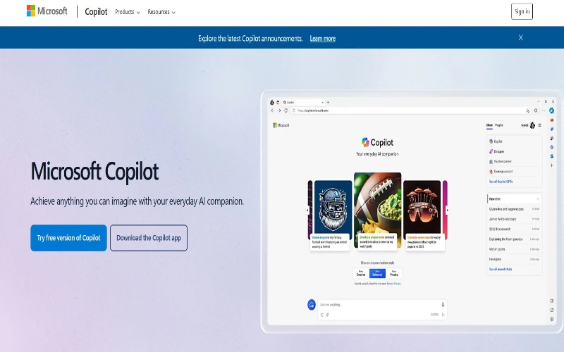 copilot main page