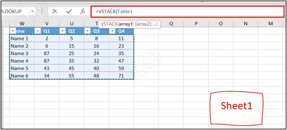 select the information from the first table