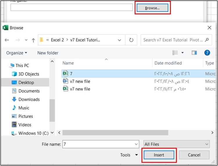 "Insert" to attach file in excel