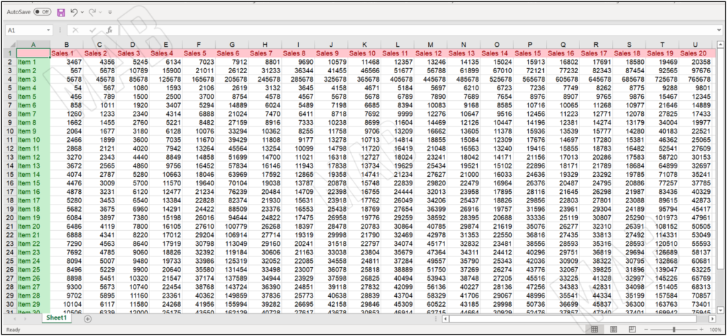 large number of data in Excel