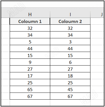 two columns in Excel