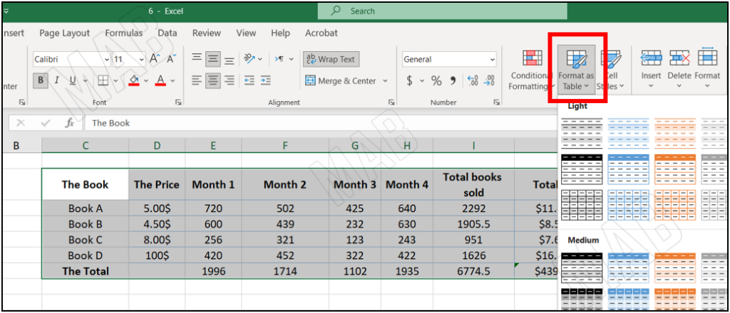 "Format As Table"