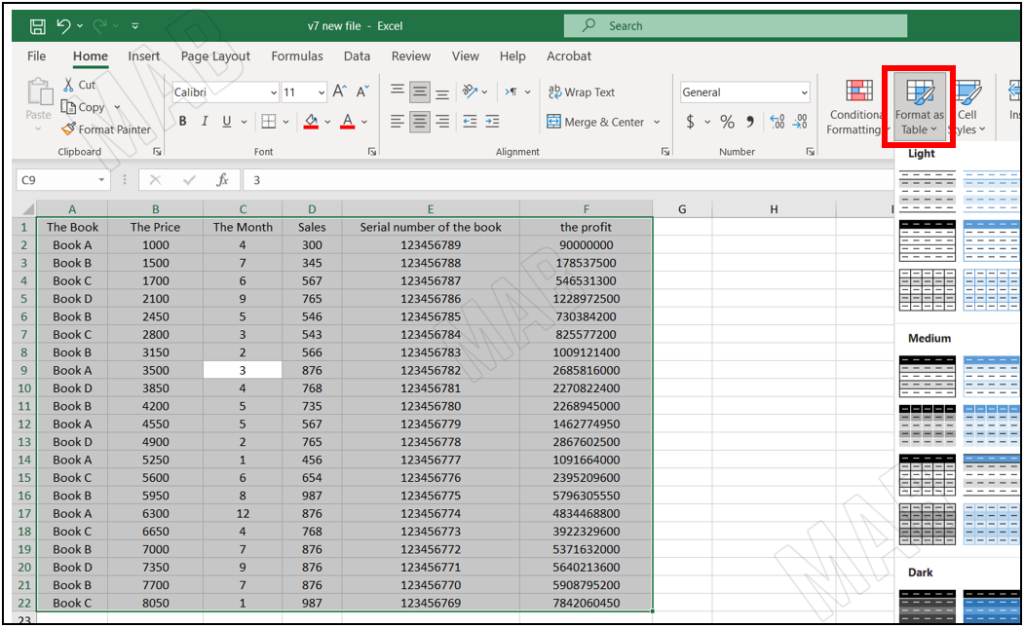 "Format As Table"