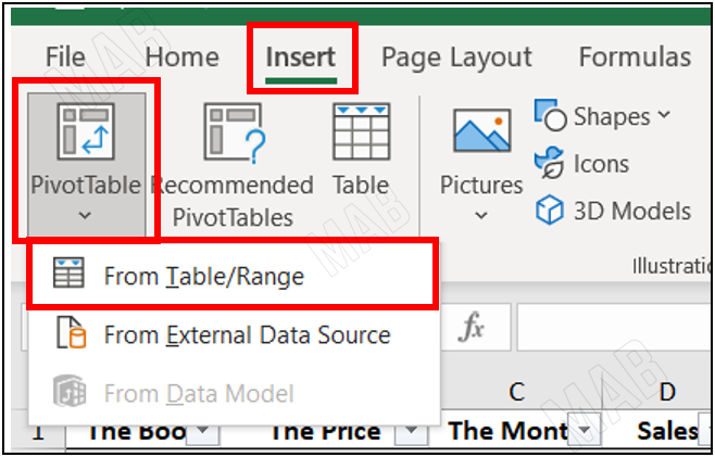 insert Pivot Table