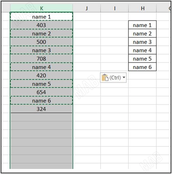 select the table