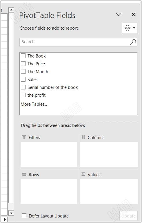 Pivot Table elements