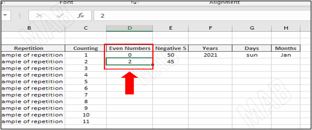 write the first two even numbers