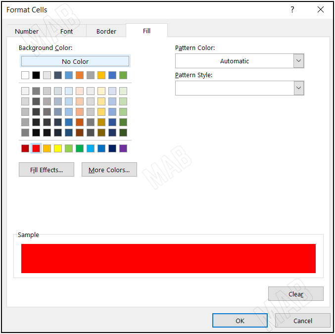 select the cells color 