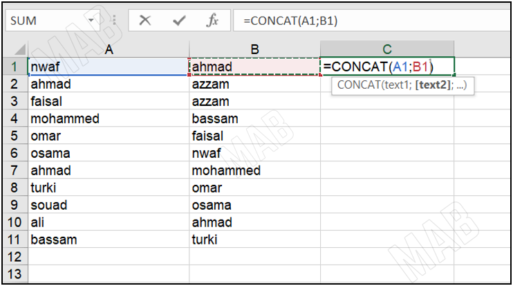 select the two cells