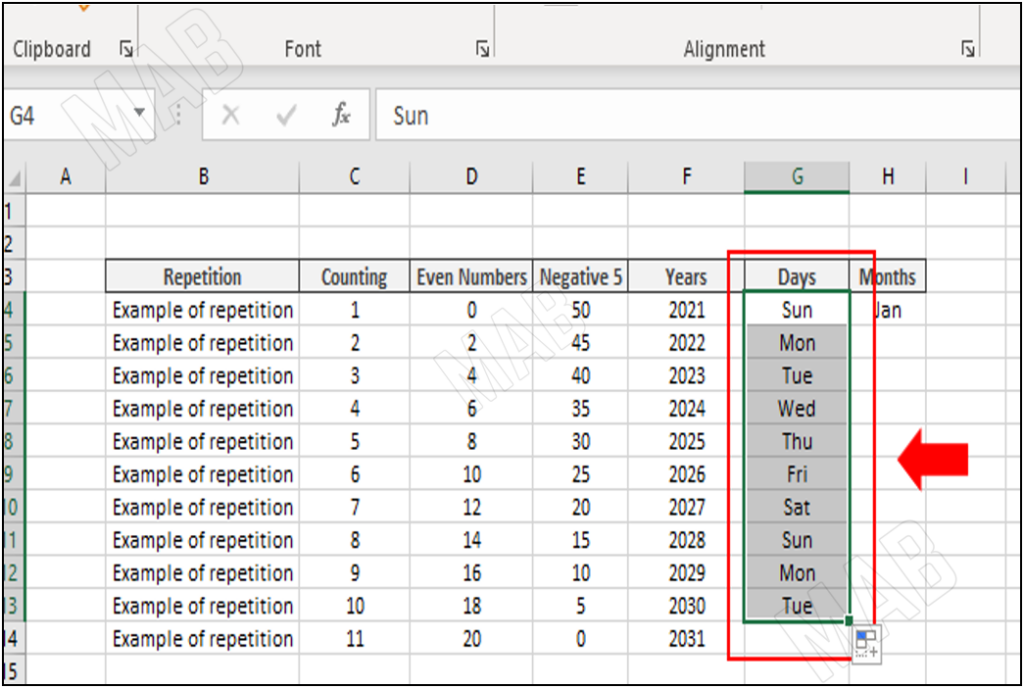 write the days of the week as abbreviations