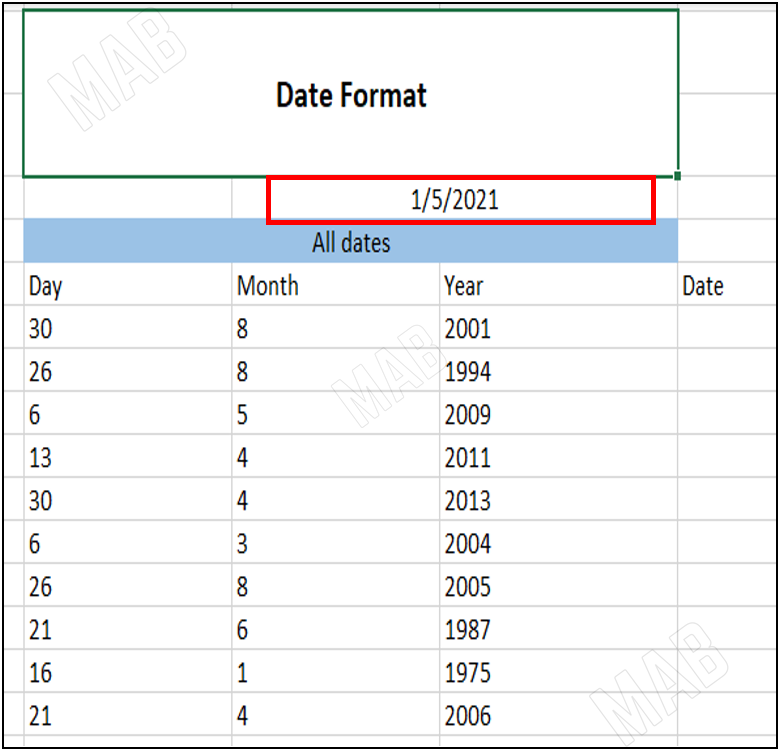 click on the date cell 