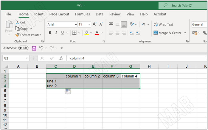 select the table to convert rows to columns