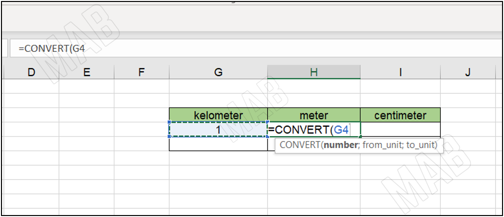 select the cell with the number of distance