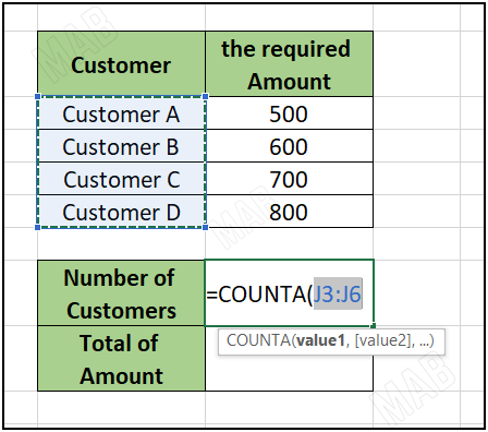 select the customers cells