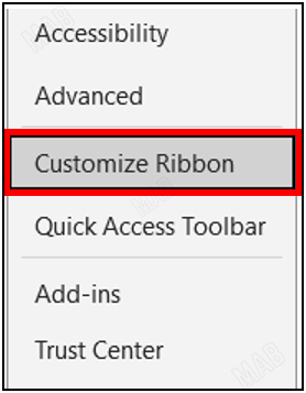 "Customize Ribbon"