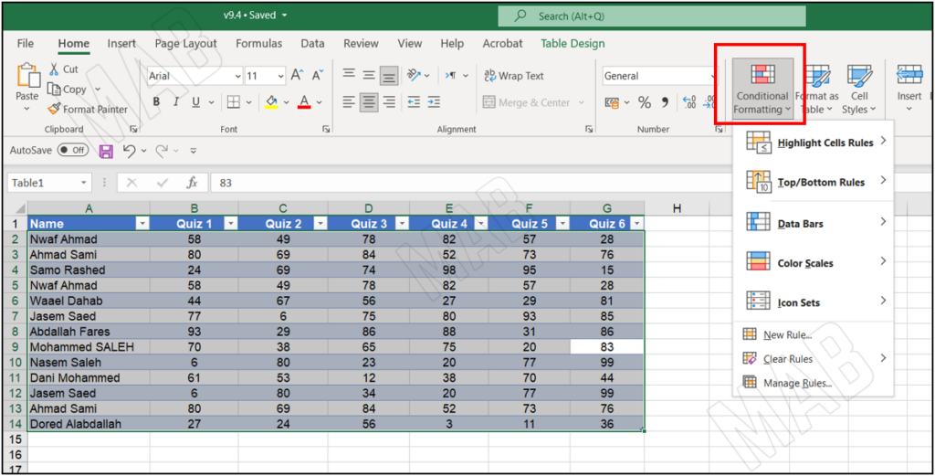 "Conditional Formatting"