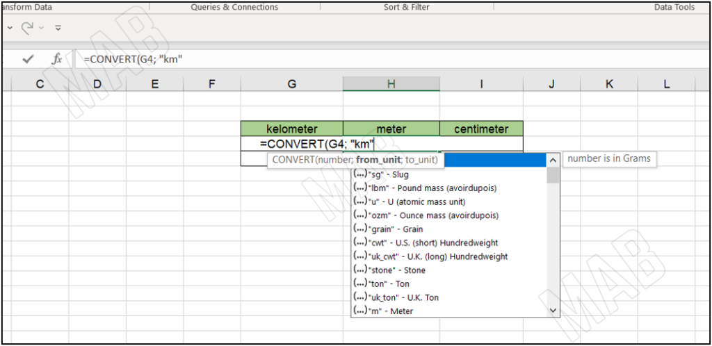 convert distance in "km"