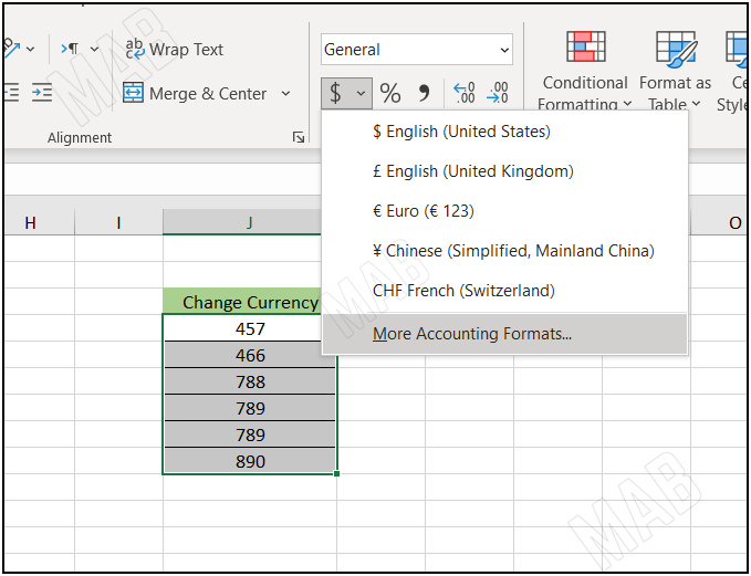 "Number" and currency option