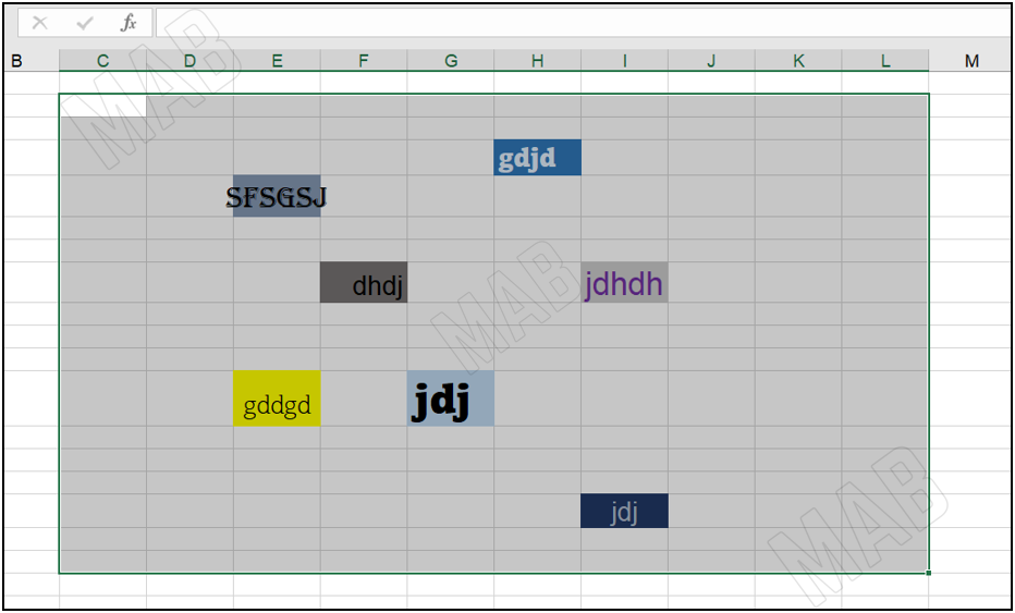 select all the formatted cells