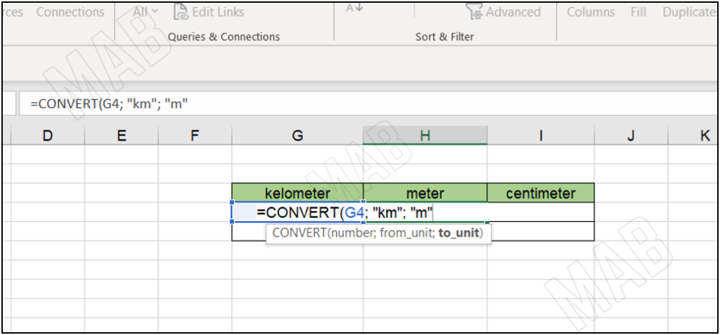 convert distance to  "m"