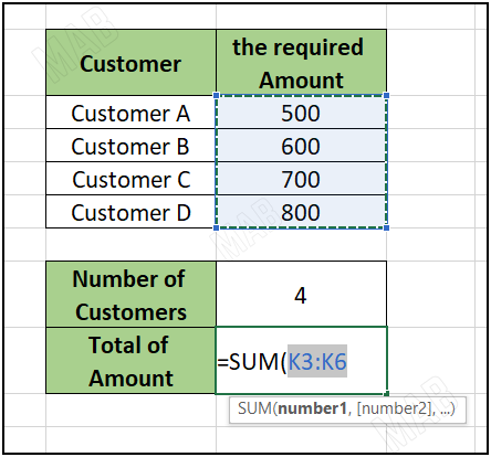 select the amounts