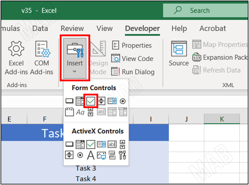 "Check box" to create Checklist