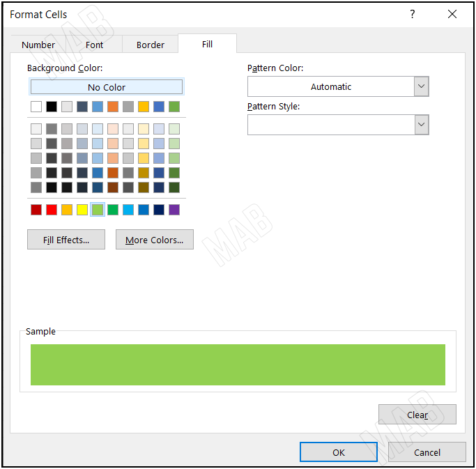 choose the cells color from "Format"