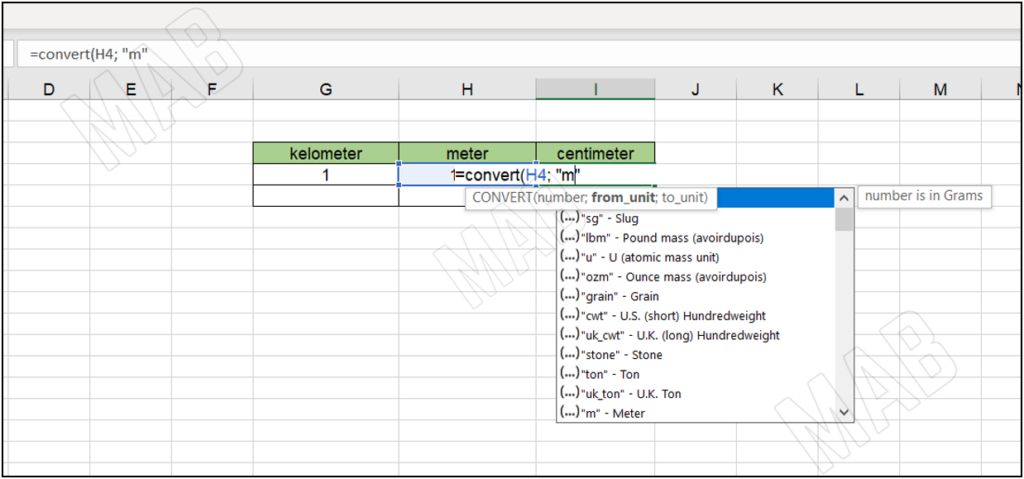 convert distance from "m"